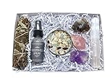 New Home Set & Cleansing Kit by New Moon Beginnings - Peaceful Home Crystal Candle - Lavender Bundle Cleansing - Selenite, Rose Quartz, Amethyst, Agate - House Warming Gift