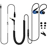 Joymiso 12Ft Extra Long Cord Earbuds Headphones for TV PC Laptop with Mic, Volume Control, Spring Coil Wire & Extension Cable, 3.5mm Wired Over Ear in-Ear Computer Earphones for Kids Women Small Ears