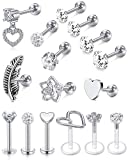 Briana Williams 16G Tragus Earrings for Women Stainless Steel Cartilage Earring Forward Helix Piercing Jewelry Lip Rings 16 Gauge Stud Earring for Helix Cartilage Tragus Piercing Jewelry
