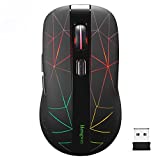Rechargeable Wireless Mouse with 6 Keys,cyclic Illuminating Powered by Li-Polymer Battery,Optical Sensor,Nano USB Receiver,3-Stage DPI speeds for PC,Laptop,Tablet, MacBook etc(Firework Light)