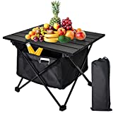Audoyon Floding Camping Table with Storage Bag, Camping Side Table with Aluminum Table Top, Water-Proof Beach Table, Easy Carrying for Camp, Beach, Picnics, Hiking, Fishing