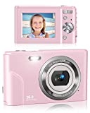 Digital Camera, Lecran Kids Camera FHD 1080P 36.0 Mega Pixels Vlogging Camera with 16X Digital Zoom, LCD Screen, Compact Portable Mini Cameras for Kids, Teens, Students (Pink)