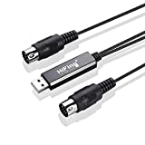 HiFing MIDI to USB MIDI Cable Adaptor Recording Controller/Synthesizer/MIDIsport/Maudio/Patchbay/Piano/Drum/Effectors to PC/Mac/Laptop/for XP/Vista/win7/win8/win10/MAC iOS,16 Channel 2M(6.5FT)