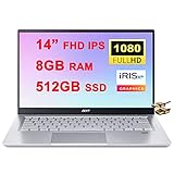 Acer Swift 3 14 Business Laptop 14” FHD IPS ComfyView Display 11th Gen Intel Quad-Core i5-1135G7 8GB RAM 512GB SSD Intel Iris Xe Graphics Fingerprint Backlit Keyboard USB-C Win 10 Silver + HDMI Cable