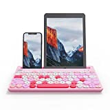 Wireless Keyboard Multi-Device, Bluetooth and 2.4G Dual Mode, Switch to 3 Devices for Cellphone, Tablet, PC, Smart TV, iOS Android Windows, Pink