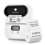 Phomemo M110 Label Maker - Max. Print Width 1⅞'', Bluetooth Portable Thermal Label Printer, for Product, Barcode, QR Code, Address, for iOS & Android, with 1pack 1½' x 1⅛' Labels, Snow White