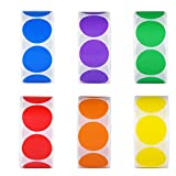 6 Colors 3000 Pieces Dot Stickers Color Code Circle Stickers Can Writing 1 Inch Office Supplies Stationery Sticker Garage Sale Stickers (6 Rolls, 500 Labels/Roll)