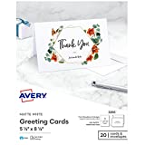 Avery Printable Greeting Cards, Half-Fold, 5.5' x 8.5', Matte White, 20 Blank Cards with Envelopes (3265)