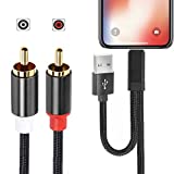 WUSERNING USB Charge and iOS Port to RCA Stereo Audio Cable,Y Splitter red and White Cord Compatible with iPhone/ipad/iPod Connect to Car, Amplifier, Home Theater, Speaker and More.（4.0ft