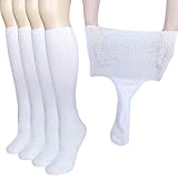 Extra Wide Socks for Lymphedema Swollen Feet Leg, Bariatric Socks, Medical Cast Sock, Diabetic Non Binding Socks – Neuropathy Swelling Feet Socks for Women Men(2 Pairs(White))