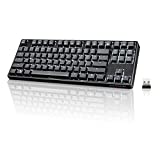 VELOCIFIRE Wireless Mechanical Keyboard, TKL02WS 87 Key Ergonomic with Brown Switches, White LED Backlit for Copywriters, Typists, and Programmers