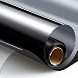 Window Tint for Home One Way Daytime Privacy Window Film Heat Control Sun Blocking Anti UV Non-Adhesive Static Cling Reflective Mirror Glass Film for Home Office, Black Silver, 17.5 Inch x 6.5 Feet