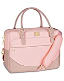 Laptop Bag for Women, 15.6 inch Computer Briefcase Sleeve Case, Large Water-resistant Messenger Work Bag with Crossbody Shoulder Strap Gift for Office, Travel, Business, School 15.6 Notebook, Pink