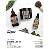 Avery Printable Blank Square Labels, 2' x 2', Kraft Brown, 300 Customizable Labels (22846)