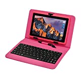 Tablet PC 7 inch,Android Quad Core Tablet Computer with Keyboard,Dual Camera,40GB Storage Capacity,Capacitive Touch Screen,Support WiFi,Bluetooth,GPS(with Stylus) (Pink)