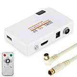 HDMI RF Modulator Coax Adapter 1080P Input Coaxial Output Converter with Male F Type Cord for Roku Fire Stick VCR PS3 PS4 PS5 Xbox Game Console Set-top Cable Box HD Digital to VHF Analog Signal Old TV