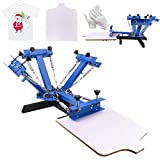 Seeutek Screen Printing Press 4 Color 1 Station Silk Screen Printing Machine Kit 21.7 x 17.7 Inch Removable Pallet for T-Shirt DIY Printing