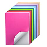 24 Sheets Self Adhesive Cardstock Paper 22 Colors, A4 Thick Colored Sticker Cardstock Paper Full Sheet Printable for Crafts Scrapbooking Card Making Compatible with Cricut and Die Cutting Machines