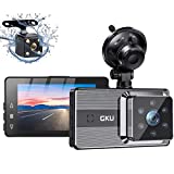 Dash Cam Front and Rear, GKU Dash Cam 1920X1080P FHD Dual Car Camera 170° Wide Angle Backup Dash Camera for Cars,Super Night Vision Car Dash Cam with Parking Mode,Motion Detection,Loop Recording