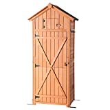 B BAIJIAWEI Garden Storage Shed - Garden Tool Storage Cabinet - Lockable Wooden Storage Sheds Organizer for Home, Yard, Outdoor