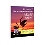 ZONSOTAL 50-sheet matte photo paper, 8.5 x 11 inches 128gsm even if dry Suitable for so inkjet printers, professional printing paper for posters, drawing paper, brochures, family photos