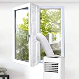TURBRO 158' (400 cm) Universal Window Seal for Portable Air Conditioner Exhaust with Zip and Adhesive Fastener - Works with All Mobile and Portable AC Units - For Tilting and Casement Windows Only