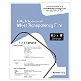 Sleek Space Milky Transparency Film for Inkjet Printers, Screen Printing | 100% Waterproof, Anti-curl, Anti-static | High Ink Density, Quick Dry Ink | For Silk Screen, Offset, T-Shirts | 190 +/-5 psm