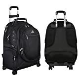 Rolling Backpack, MATEIN Travel Backpack with Wheels, Water Resistant Roller College School Backpack for Girls, 15.6 inch Wheeled Travel Laptop Backpack On Wheels Business Bookbag Gifts for Men, Black
