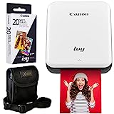 Canon Ivy Mini Photo Printer, Portable Instant Phone Printer, Bluetooth, Gray Slate | Bundled with 2 x 3 inch Zink Photo Paper (20 Sheets), Mini Photo Printer Case, and HeroFiber Cleaning Cloth