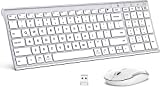 iClever GK03 Wireless Keyboard and Mouse Combo - 2.4G Portable Wireless Keyboard Mouse, Rechargeable Ergonomic Design Full Size Slim Thin Stable Connection Keyboard for Windows 7/8/10, Mac OS