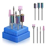 Bulex 7pcs Nail Drill Bits for Acrylic Nails - 3/32 Electric Nail Drill Bit Set - Professional Nails Supply Carbide Nail Drill Bit for Gel Nails Cuticles