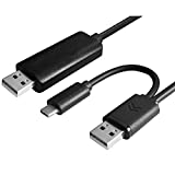USB Data Transfer Cable 6.5FT Easy Link PC to PC Transfer Data and Share Keyboard Mouse Compatible with Mac and Windows