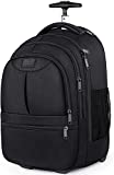 MATEIN Rolling Travel Backpack, Durable 17 inch Laptop Backpack with Wheels for Women Men, 40L Large Wheeled Backpack Carry on Luggage Water Resistant Roller Computer Bag for Nurse Teacher Work, Black