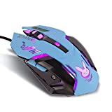Lovely Wired USB Computer Mice,7 Colors Backlit,3200 DPI for MacBook,Computer PC,Laptop (D.VA) (Blue)