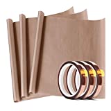 3 Pack PTFE Teflon Sheet 12 x 16' and 3 Rolls 10mm X 33m Heat Resistant Sublimation Tape,Thermal Tape for Heat Press Transfer,Non Stick Paper Reusable Craft Mat,Protects Iron,for Heat Press Machines