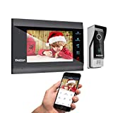 TMEZON Wireless WIFI Video Door Phone IP Doorbell Intercom System with Camera 4 Wire 7 Inch Entry with 1x1080P Wired Camera Night Vision,Support Remote Unlock Door Release,Snapshot, Tuya