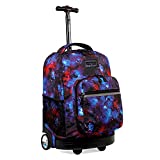 J World New York Sunrise Rolling Backpack. Roller Bag with Wheels, Galaxy, 18'