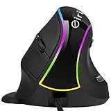 Wired Ergonomic Vertical Mouse, eirix RGB Vertical Mice with Cord, 4 Adjustable DPI, Removable Palm Rest, Reduce Wrist Pain Ergonomic Gaming Mouse for PC Computer Laptop