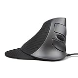 J-Tech Digital Scroll Endurance Wired Mouse Ergonomic Vertical USB w/Adjustable Sensitivity (600/1000/1600 DPI) Removable Palm Rest & Thumb Buttons, Reduces Hand/Wrist Pain (Renewed)