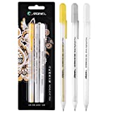 RVOGJP 3 Colors Gel Pen Set - White, Gold and Silver Gel Ink Pens, Archival Ink Fine Tip Sketching Pens For Illustration Design, Art Drawing, Black Paper Drawing, Adult Coloring Book, Pack of 3