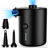 Electric Air Pump Portable for Inflatable - 4000mAh Rechargeable Battery Powered Mini Air Mattress Pump Quick Inflate with 3 Nozzle Inflator Deflate Battery Operated Bed Pump for Pool Toy Raft Float