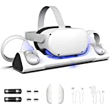 ZYBER Charging Dock for Meta Quest 2, VR Charging Stand for Charging Quest 2 (Support Elite Strap with Battery), Charging Station with 2 Rechargeable Batteries, USB-C Charger and Cable
