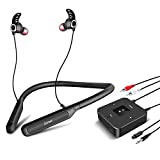 Giveet Wireless Headphones for TV Watching, 16Hrs Neckband Earbuds w/Bluetooth 5.0 Transmitter Adapter Set for Seniors, Support Optical Digital, RCA, 3.5mm AUX Ported TVs, Plug & Play, No Audio Delay