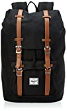 Herschel Little America Laptop Backpack, Black/Tan Synthetic Leather, Mid-Volume 17.0L