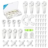 62Pcs Hardwall Hangers for Cinder Block, Concrete Wall Hangers, Invisible Nail Hangers, Stucco Hooks, Drywall Hook, No Damage Wall Picture Hooks for Photo Picture Frame Clock Non-Trace