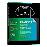 MECOLOUR Inkjet Iron On Transfer Paper 10 Sheets for Dark Fabric 8.5x11”A4 for T-Shirt,Totes, Bags for Any Inkjet Printer, Long Lasting Printing Transfer Paper for Heat Press
