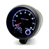 Tachometer Gauge,Geevorks 3.75'' 12V Automotive Replacement Tachometers 0-8000RPM Blue Light,RPM Tachometer for 1 2 3 4 5 6 7 8 Cylinder Gasoline Vehicles,1 - 2 Cylinder New Motorcycles