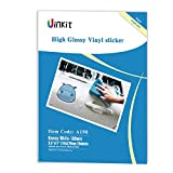 Uinkit Glossy Sticker Paper for Inkjet and laser Printer Printable Vinyl White Cricut Waterproof Permanent Adhesive Waterproof Car Bumper Sticker 8.5x11 inches Letter Size 20 Sheets label
