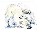 7Dots Art. Mom and Baby. Watercolor Art Print, Poster 8'x10' on Fine Art Thick Watercolor Paper for Childrens Kids Room, Bedroom, Bathroom. Wall Art Decor with Animals for Boys, Girls. (Polar bear2)