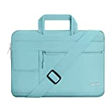 MOSISO Laptop Shoulder Bag Compatible with MacBook Pro 16 inch 2021 2022 M1 Pro/Max A2485/2019-2020 A2141/Pro 15 A1398, 15-15.6 inch Notebook, Polyester Flapover Briefcase Sleeve Case, Mint Blue